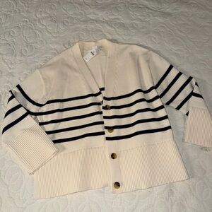 GAP Cream Cardigan with Navy Stripes